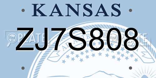 ZJ7S808 Kansas License Plate