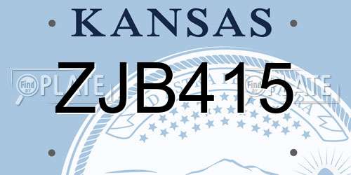 ZJB415 Kansas License Plate