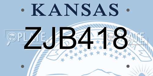 ZJB418 Kansas License Plate