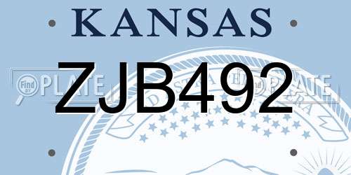 ZJB492 Kansas License Plate