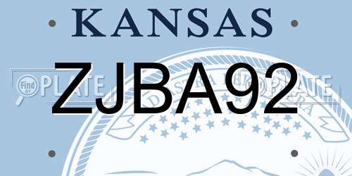 ZJBA92 Kansas License Plate