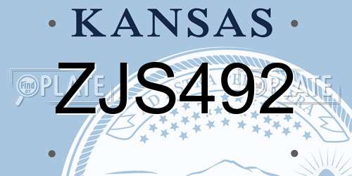 ZJS492 Kansas License Plate