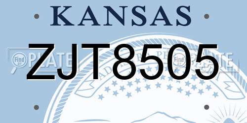 ZJT8505 Kansas License Plate