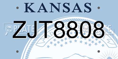 ZJT8808 Kansas License Plate