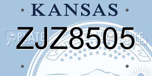 ZJZ8505 Kansas License Plate