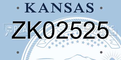 ZK02525 Kansas License Plate