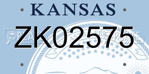 ZK02575 Kansas License Plate