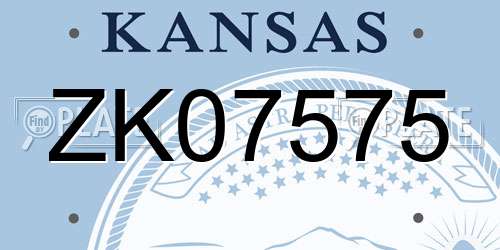 ZK07575 Kansas License Plate