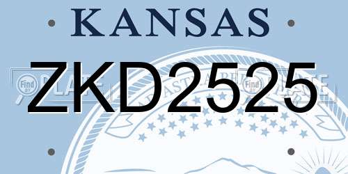 ZKD2525 Kansas License Plate