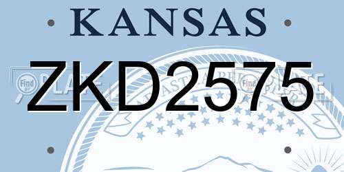 ZKD2575 Kansas License Plate