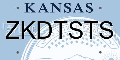 ZKDTSTS Kansas License Plate