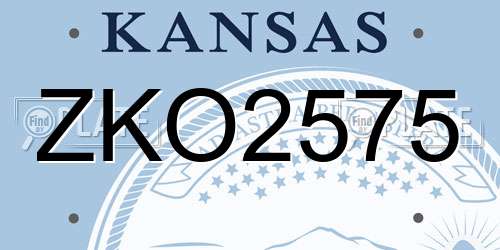 ZKO2575 Kansas License Plate