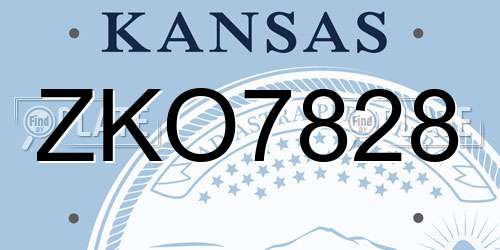 ZKO7828 Kansas License Plate