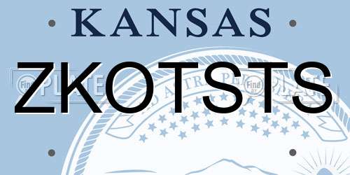 ZKOTSTS Kansas License Plate
