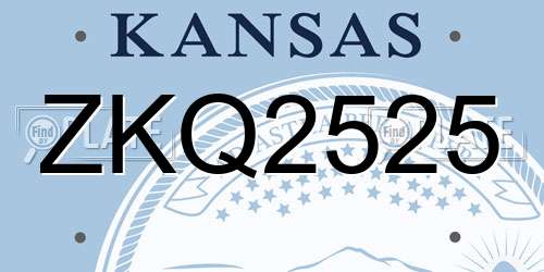 ZKQ2525 Kansas License Plate