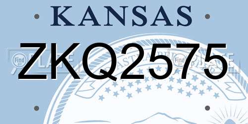 ZKQ2575 Kansas License Plate