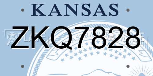 ZKQ7828 Kansas License Plate