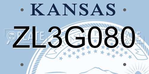 ZL3G080 Kansas License Plate