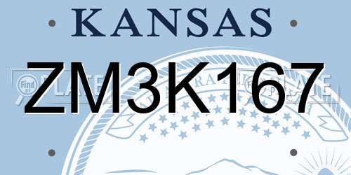 ZM3K167 Kansas License Plate