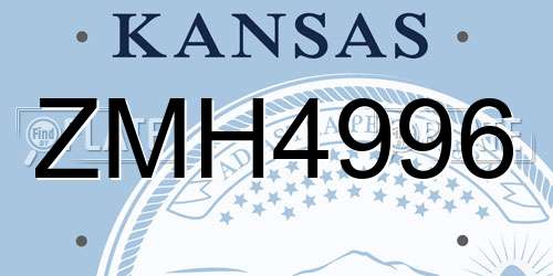 ZMH4996 Kansas License Plate