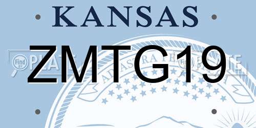 ZMTG19 Kansas License Plate