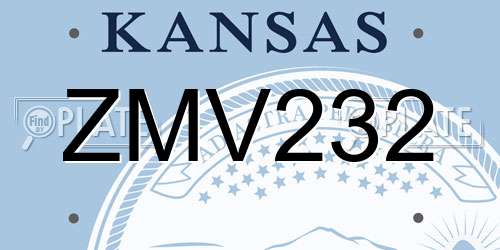 ZMV232 Kansas License Plate