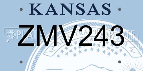 ZMV243 Kansas License Plate