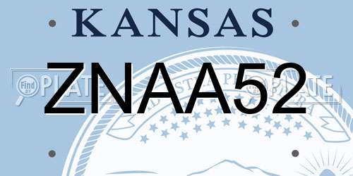 ZNAA52 Kansas License Plate