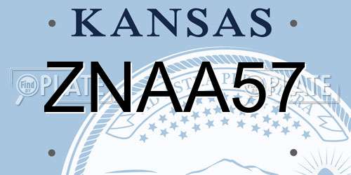 ZNAA57 Kansas License Plate