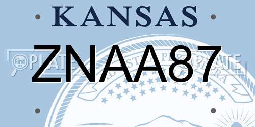 ZNAA87 Kansas License Plate