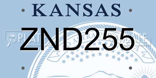 ZND255 Kansas License Plate