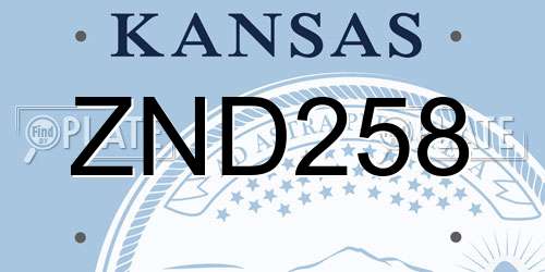 ZND258 Kansas License Plate
