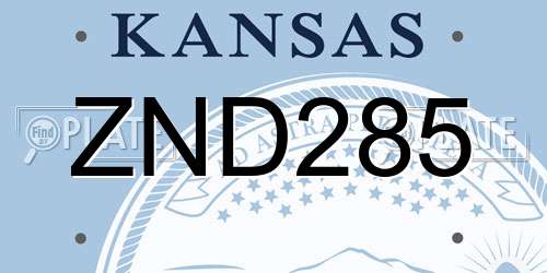 ZND285 Kansas License Plate