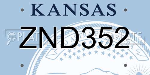 ZND352 Kansas License Plate