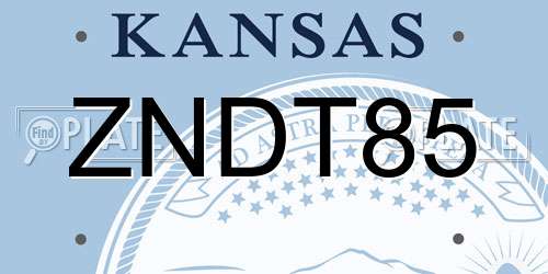 ZNDT85 Kansas License Plate