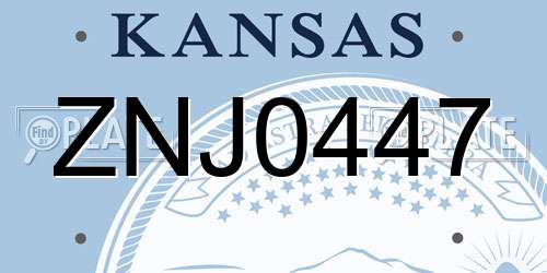 ZNJ0447 Kansas License Plate