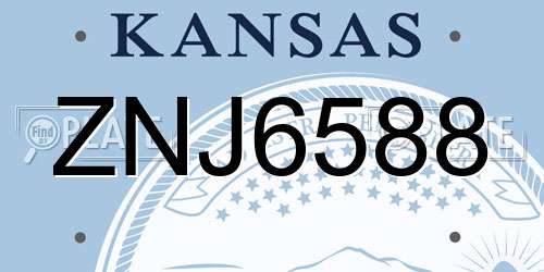 ZNJ6588 Kansas License Plate