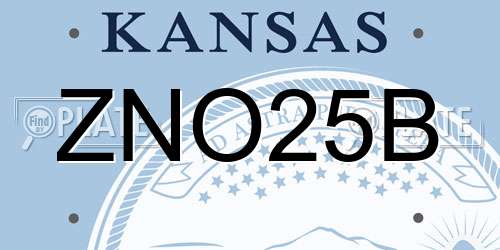 ZNO25B Kansas License Plate
