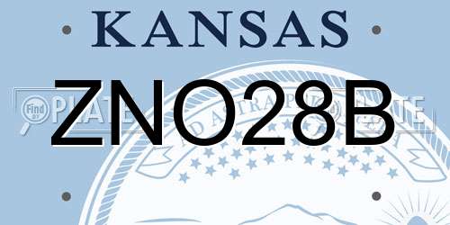 ZNO28B Kansas License Plate