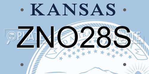 ZNO28S Kansas License Plate
