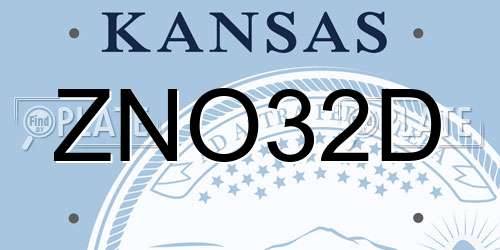 ZNO32D Kansas License Plate