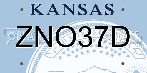 ZNO37D Kansas License Plate