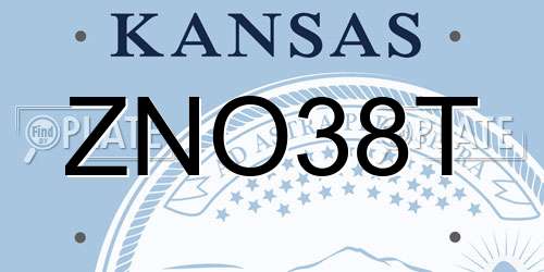 ZNO38T Kansas License Plate