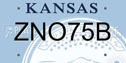 ZNO75B Kansas License Plate