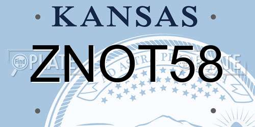 ZNOT58 Kansas License Plate
