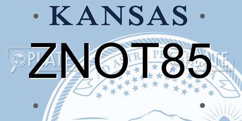 ZNOT85 Kansas License Plate