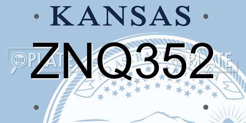 ZNQ352 Kansas License Plate