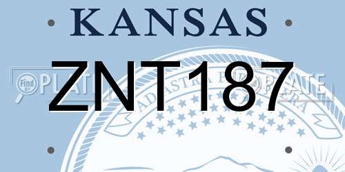 ZNT187 Kansas License Plate