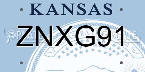 ZNXG91 Kansas License Plate