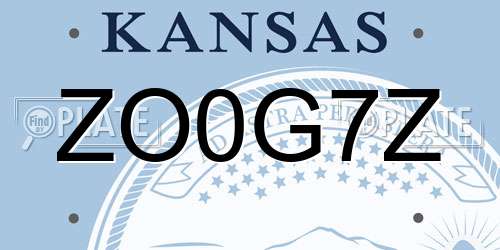 ZO0G7Z Kansas License Plate